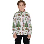 Christmas Texture, Pattern, Red, Tree, Craciun, Green, Christmas Kids  High Neck Windbreaker