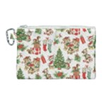 Christmas Texture, Pattern, Red, Tree, Craciun, Green, Christmas Canvas Cosmetic Bag (Large)