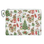 Christmas Texture, Pattern, Red, Tree, Craciun, Green, Christmas Canvas Cosmetic Bag (XL)