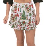 Christmas Texture, Pattern, Red, Tree, Craciun, Green, Christmas Fishtail Mini Chiffon Skirt