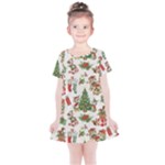 Christmas Texture, Pattern, Red, Tree, Craciun, Green, Christmas Kids  Simple Cotton Dress