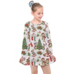 Christmas Texture, Pattern, Red, Tree, Craciun, Green, Christmas Kids  Long Sleeve Dress