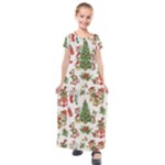 Christmas Texture, Pattern, Red, Tree, Craciun, Green, Christmas Kids  Short Sleeve Maxi Dress