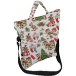 Christmas Texture, Pattern, Red, Tree, Craciun, Green, Christmas Fold Over Handle Tote Bag