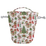 Christmas Texture, Pattern, Red, Tree, Craciun, Green, Christmas Drawstring Bucket Bag