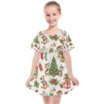 Christmas Texture, Pattern, Red, Tree, Craciun, Green, Christmas Kids  Smock Dress