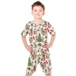 Christmas Texture, Pattern, Red, Tree, Craciun, Green, Christmas Kids  T-Shirt and Shorts Set