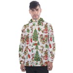 Christmas Texture, Pattern, Red, Tree, Craciun, Green, Christmas Men s Front Pocket Pullover Windbreaker