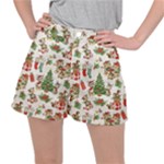 Christmas Texture, Pattern, Red, Tree, Craciun, Green, Christmas Women s Ripstop Shorts