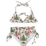 Christmas Texture, Pattern, Red, Tree, Craciun, Green, Christmas Kids  Classic Bikini Set