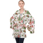 Christmas Texture, Pattern, Red, Tree, Craciun, Green, Christmas Long Sleeve Velvet Kimono 