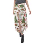 Christmas Texture, Pattern, Red, Tree, Craciun, Green, Christmas Velour Split Maxi Skirt