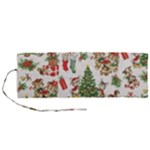 Christmas Texture, Pattern, Red, Tree, Craciun, Green, Christmas Roll Up Canvas Pencil Holder (M)