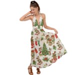 Christmas Texture, Pattern, Red, Tree, Craciun, Green, Christmas Backless Maxi Beach Dress