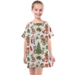 Christmas Texture, Pattern, Red, Tree, Craciun, Green, Christmas Kids  One Piece Chiffon Dress