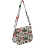 Christmas Texture, Pattern, Red, Tree, Craciun, Green, Christmas Saddle Handbag