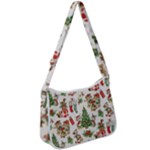 Christmas Texture, Pattern, Red, Tree, Craciun, Green, Christmas Zip Up Shoulder Bag