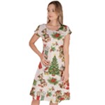 Christmas Texture, Pattern, Red, Tree, Craciun, Green, Christmas Classic Short Sleeve Dress