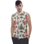 Christmas Texture, Pattern, Red, Tree, Craciun, Green, Christmas Men s Regular Tank Top