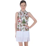 Christmas Texture, Pattern, Red, Tree, Craciun, Green, Christmas Women s Sleeveless Polo T-Shirt