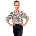 Christmas Texture, Pattern, Red, Tree, Craciun, Green, Christmas Kids Mock Neck T-Shirt