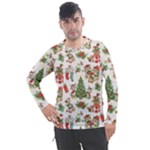 Christmas Texture, Pattern, Red, Tree, Craciun, Green, Christmas Men s Pique Long Sleeve T-Shirt