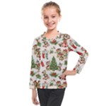 Christmas Texture, Pattern, Red, Tree, Craciun, Green, Christmas Kids  Long Mesh T-Shirt