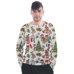 Christmas Texture, Pattern, Red, Tree, Craciun, Green, Christmas Men s Long Sleeve Raglan T-Shirt