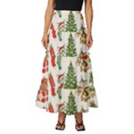 Christmas Texture, Pattern, Red, Tree, Craciun, Green, Christmas Tiered Ruffle Maxi Skirt