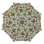 Christmas Texture, Pattern, Red, Tree, Craciun, Green, Christmas Automatic Folding Umbrella with Case (Medium)