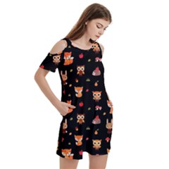 Women s Cold Shoulder Round Neck Mini Dress 