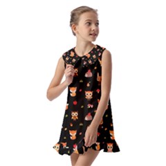 Kids  Pilgrim Collar Ruffle Hem Dress 