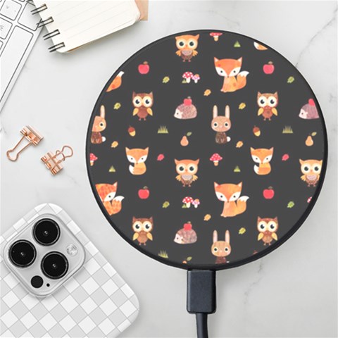 Cool Woodland Animal, Koteto, Scandinavian, Acorn Wireless Fast Charger(Black) from ArtsNow.com