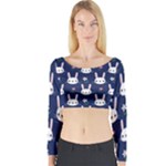 Cute Bunny Pattern, Easter, Koteto Long Sleeve Crop Top