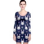 Cute Bunny Pattern, Easter, Koteto Long Sleeve Bodycon Dress