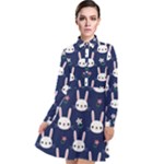 Cute Bunny Pattern, Easter, Koteto Long Sleeve Chiffon Shirt Dress