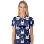 Cute Bunny Pattern, Easter, Koteto V-Neck Sport Mesh T-Shirt