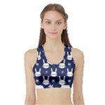 Cute Bunny Pattern, Easter, Koteto Sports Bra with Border