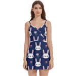 Cute Bunny Pattern, Easter, Koteto Body Wrap Sleeveless V-Neck Mini Dress