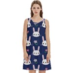 Cute Bunny Pattern, Easter, Koteto Round Neck Sleeve Casual Dress With Pockets