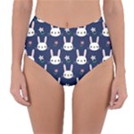 Cute Bunny Pattern, Easter, Koteto Reversible High-Waist Bikini Bottoms