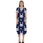 Cute Bunny Pattern, Easter, Koteto T-Shirt Midi Dress With Pockets