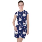 Cute Bunny Pattern, Easter, Koteto Drawstring Hooded Dress