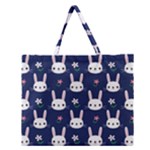 Cute Bunny Pattern, Easter, Koteto Zipper Large Tote Bag