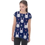 Cute Bunny Pattern, Easter, Koteto Cap Sleeve High Low Top