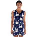 Cute Bunny Pattern, Easter, Koteto Wrap Front Bodycon Dress