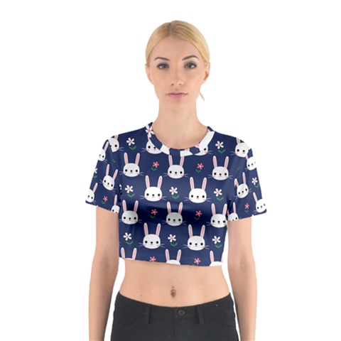 Cute Bunny Pattern, Easter, Koteto Cotton Crop Top from ArtsNow.com