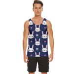 Cute Bunny Pattern, Easter, Koteto Men s Wide Collar Tank Top