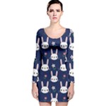 Cute Bunny Pattern, Easter, Koteto Long Sleeve Velvet Bodycon Dress