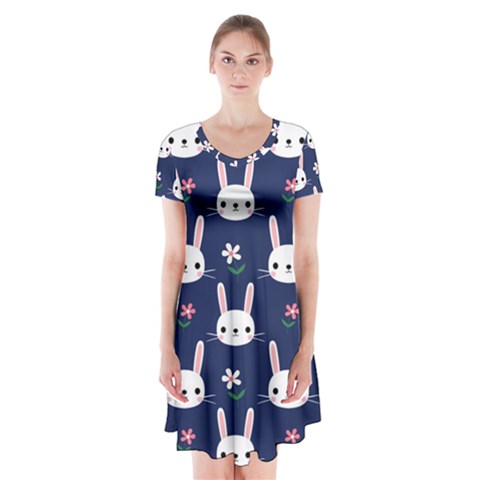 Cute Bunny Pattern, Easter, Koteto Short Sleeve V